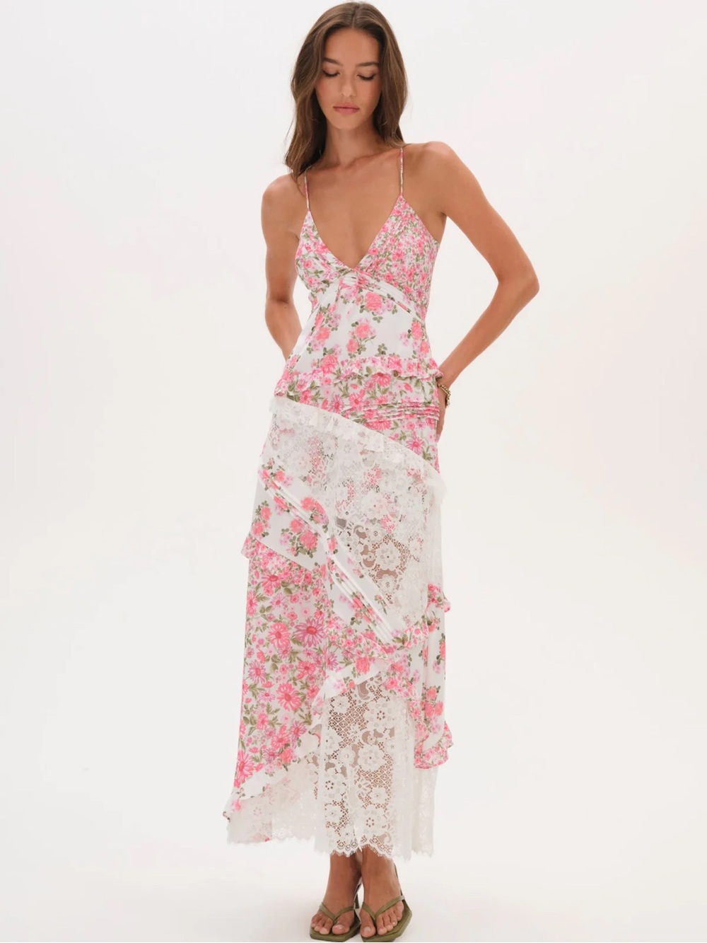 For love and lemons Rosalyn Maxi Dress Pink Floral Medium